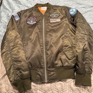 Vintage Future Bullet US Military Air Force Bomber Jacket  L, With Patches